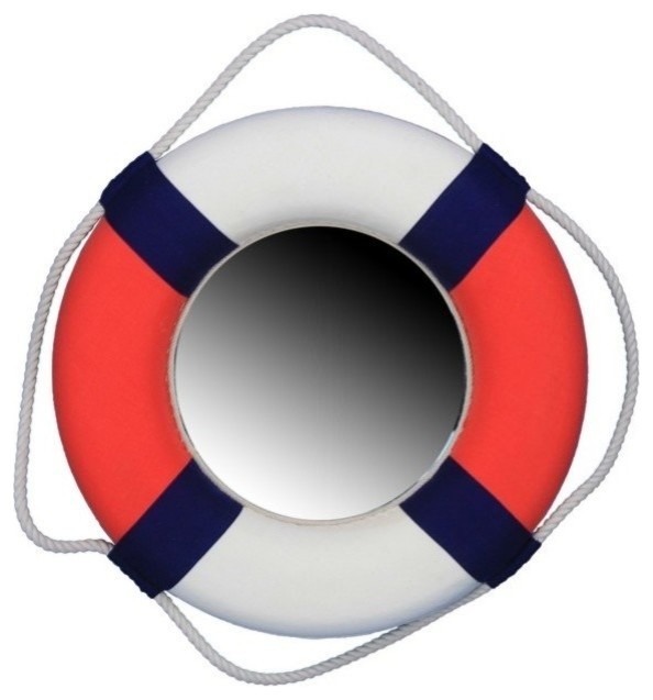 Nautical Wall Mirror decorative patriotic lifering mirror, 15" - beach style - wall Nautical Wall Mirror decorative patriotic lifering mirror, 15" - beach style - wall
