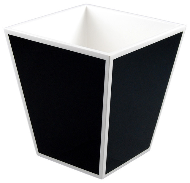 Black and White Lacquer Waste Basket Contemporary Wastebaskets by