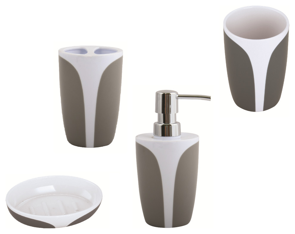 4Piece Countertop Accessories Set MSVFrance Kandy Gray Polystyrene