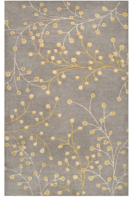 Athena Area Rug, Rectangle, Gray-Yellow, 6'x9'