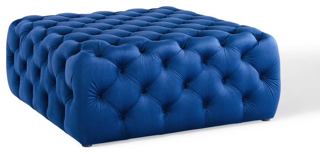 Ottomans Contemporary Square Faux Leather Storage Ottoman With Tray