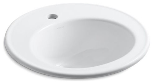 Kohler Brookline 19 Diameter Drop In Bathroom Sink W Single Faucet Hole White
