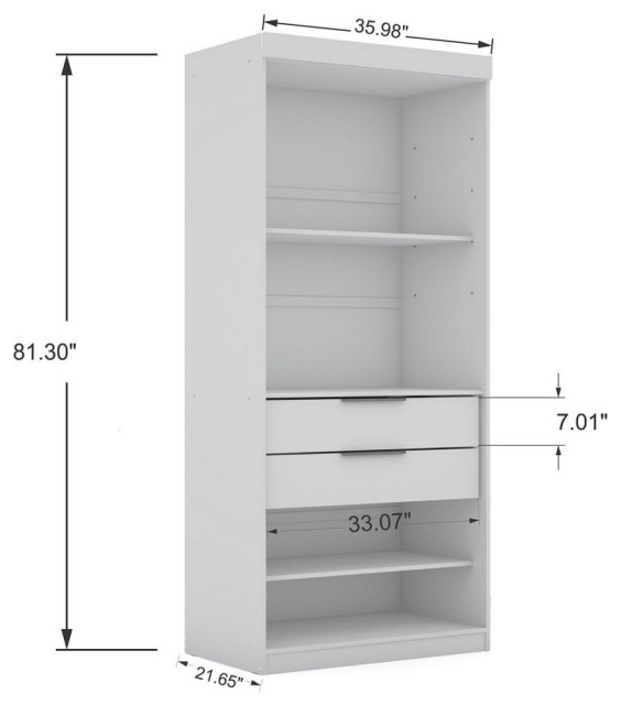 Mulberry 2.0 Semi Open 2 Sectional Corner Closet Set, White ...