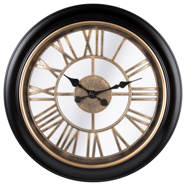 Kiera Grace Round Antique Wendel Decorative Plastic Wall Clock, 18x18