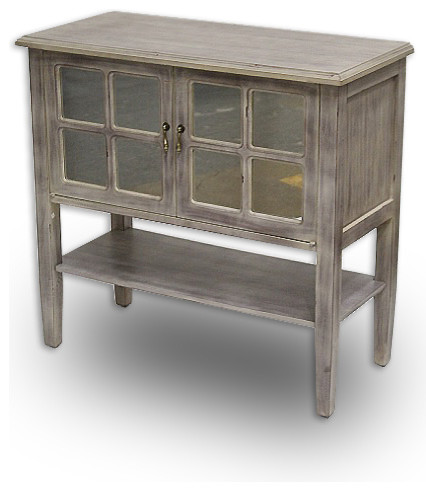 2 Door Console Cabinet Paned Mirror Inserts And Shelf Mdf Wood
