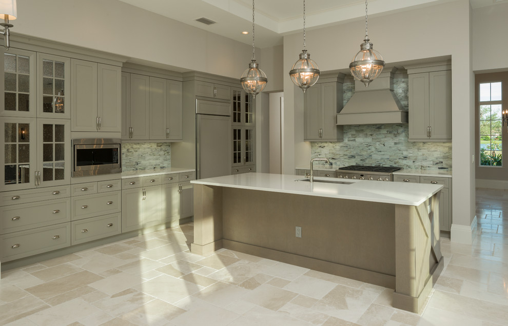 Design ideas for a transitional kitchen in Tampa.