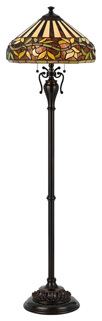 Country - Cottage Valencia Tiffany-Style Oiled Bronze Floor Lamp