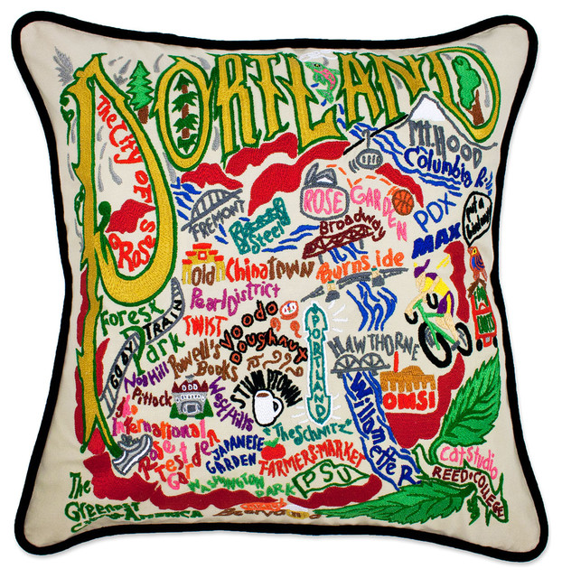 Portland Oregon Embroidered Pillows