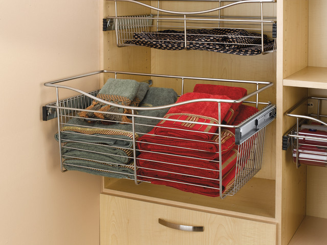 Wire Side-Mount Pull-Out Basket (24"W x 14"D x 11"H) - Chrome - Baskets