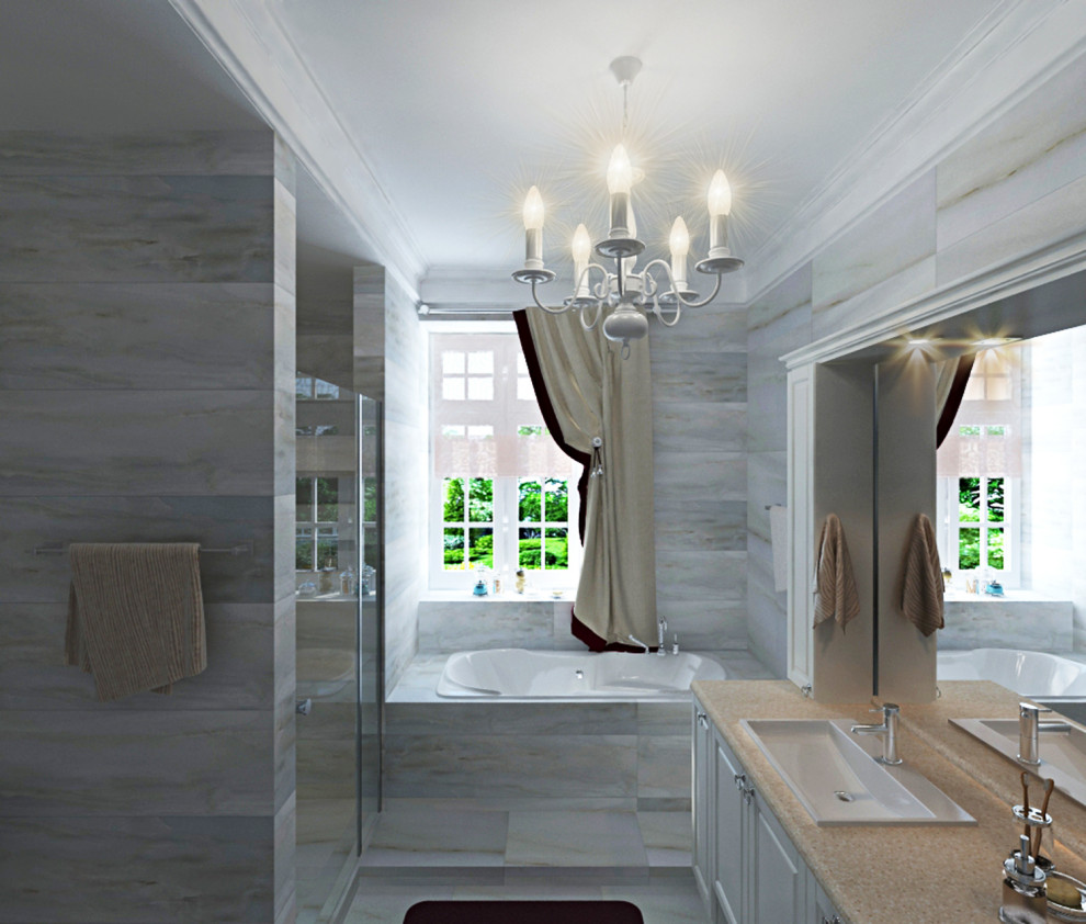 Источник вдохновения для домашнего уюта: ванная комната среднего размера в стиле неоклассика (современная классика)