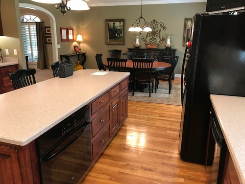 wood floor color for dark cabinets  | 849 x 565
