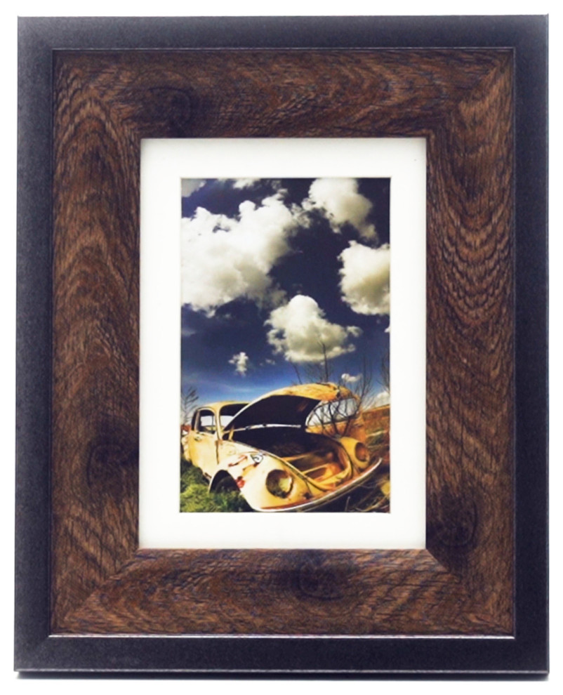Kiera Grace Railtown Benton Frame Iron Grey, Walnut Wood, 5"x7" for 4"x6"