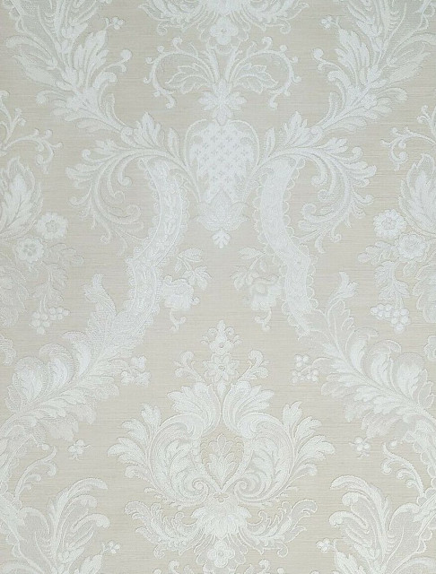 Victorian Tan white cream gold metallic damask Wallpaper - Farmhouse ...
