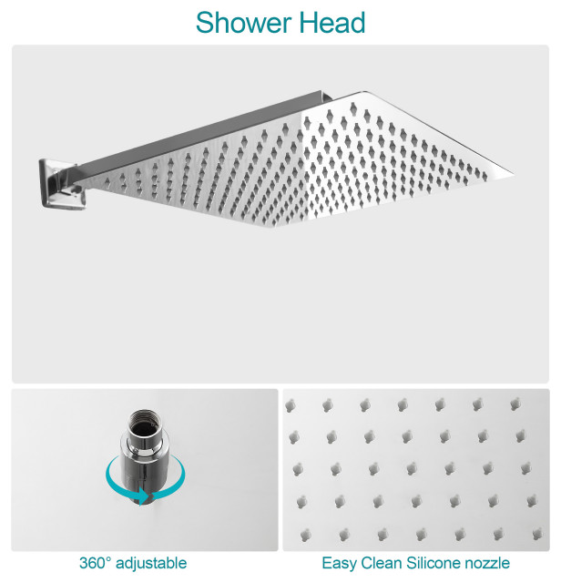 Concealed Wall Mount Shower Head With Handheld Shower and Shower Hose ...
