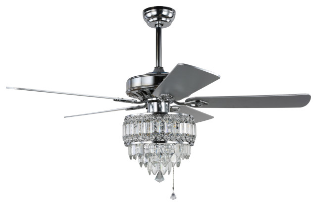 5-blade Ceiling Fan With Remote Control and Light Kit, Chrome