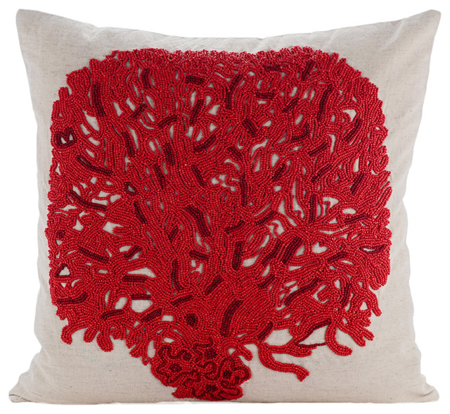 Metallic Beaded Tree Linen Ecru Pillows Cover Changing Tree
