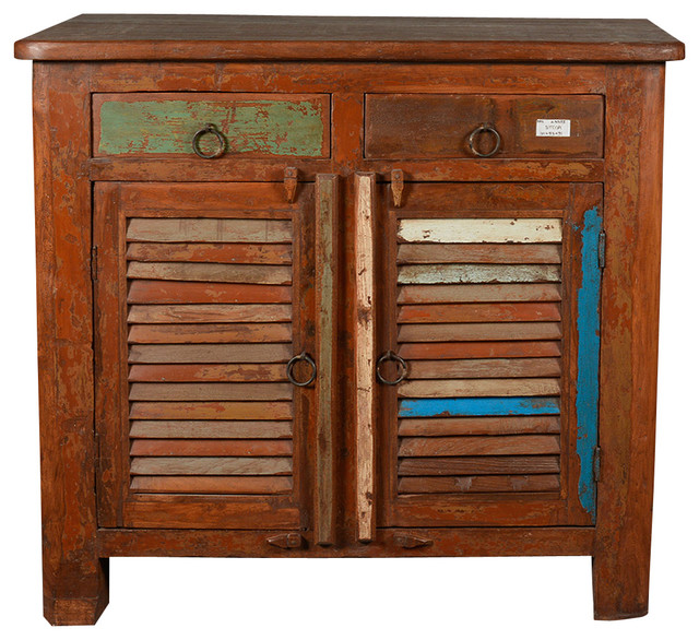 Reclaimed Old Wood Rustic Kitchen Utility Storage Cabinet