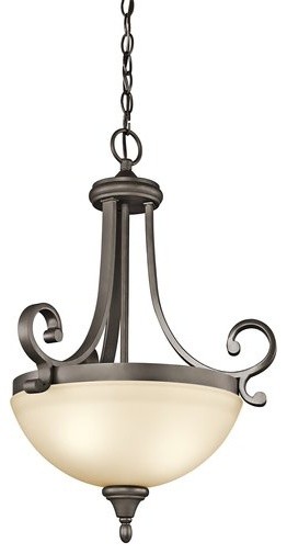 Kichler 43163OZ Monroe 2-Bulb Indoor Pendant With Bowl-Shaped Glass Shade