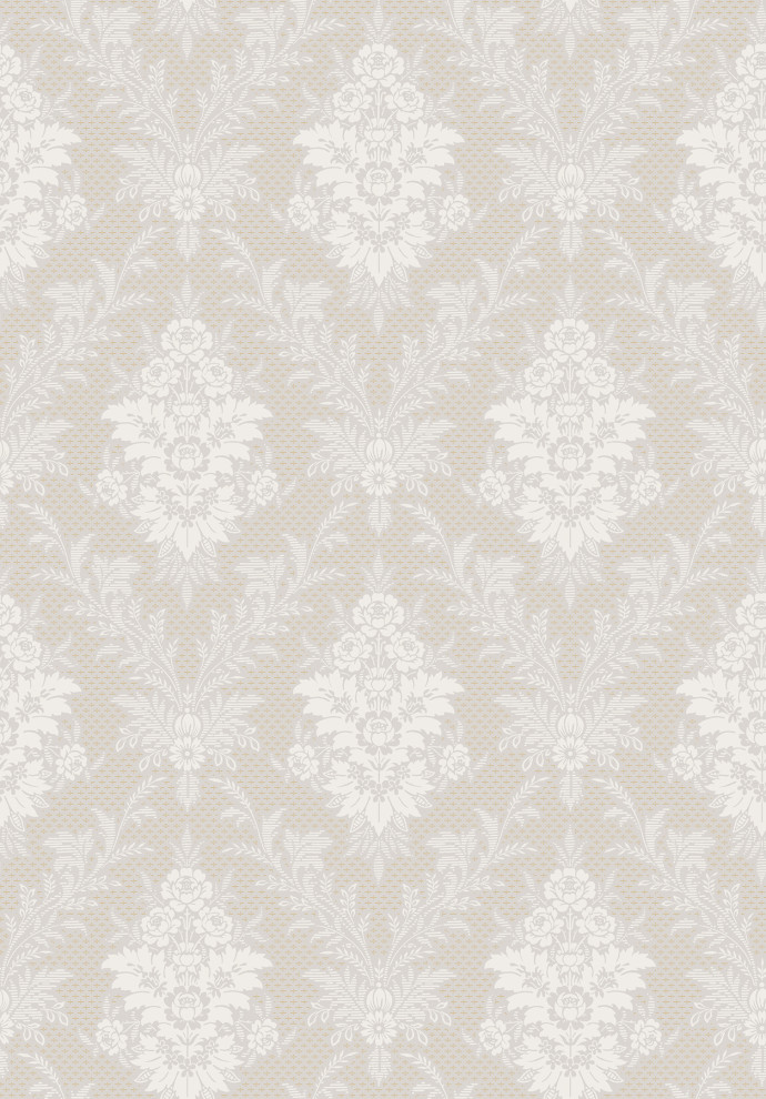 Sofia Light Grey Damask Wallpaper Traditional Wallpaper by