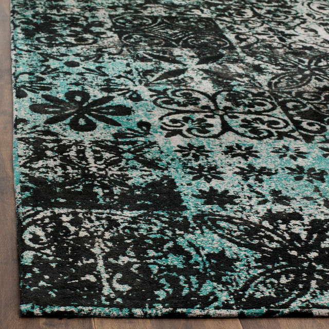 Clv221 Rug Contemporary Area Rugs, Safavieh Teal And Black Area Rug