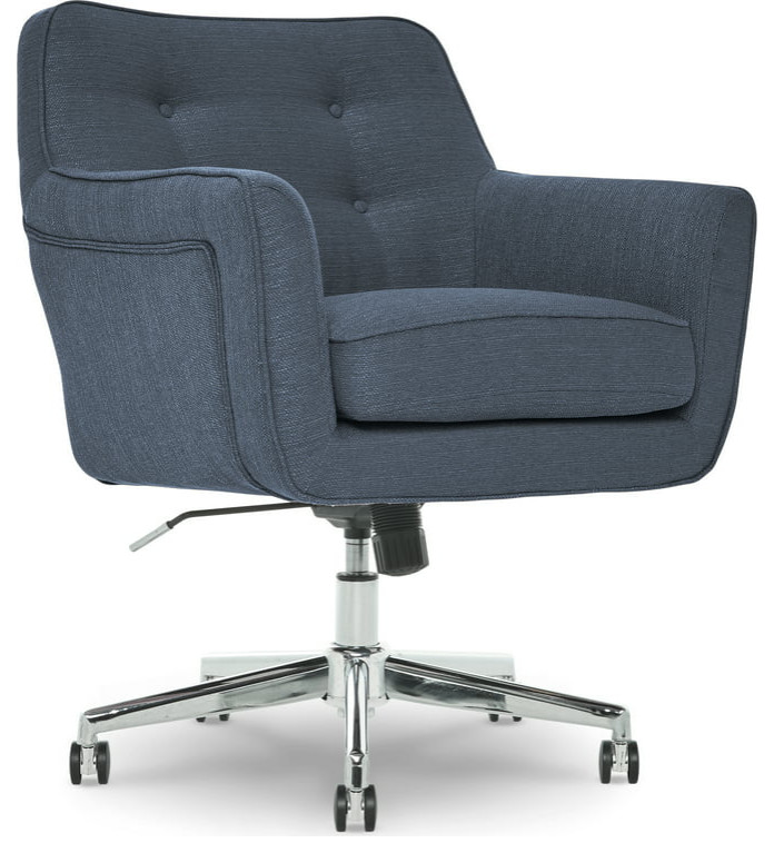 Swivel Office Chair, Memory Foam Seat & Button Tufted Back