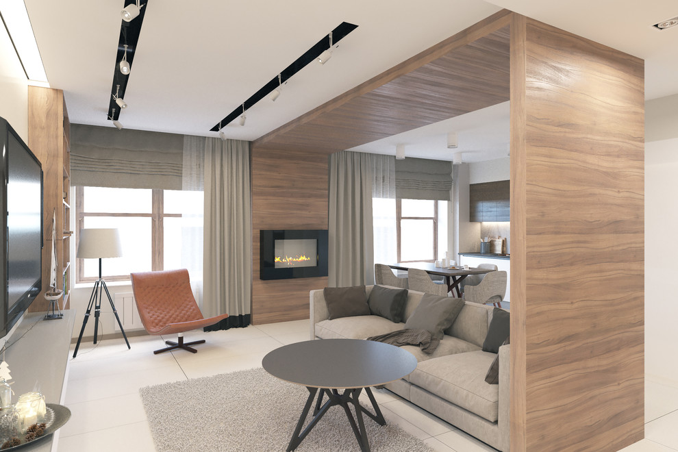 квартира со шпонированными панелями