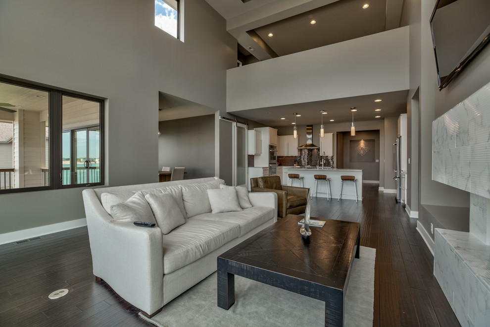 Design ideas for a contemporary living room in Omaha.