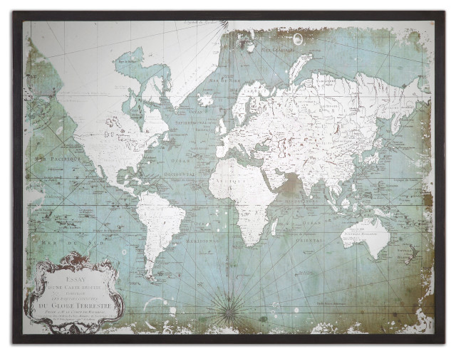 Mirrored World Map Framed Print