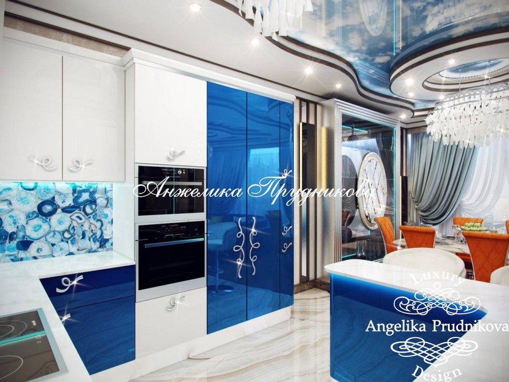 Яркий интерьер кухни в стиле Ар-Деко в ЖК Миракс Парк