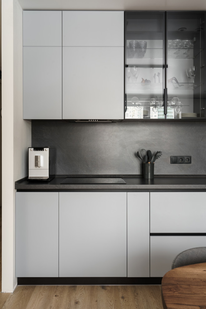 Кухня мдф в серой эиали