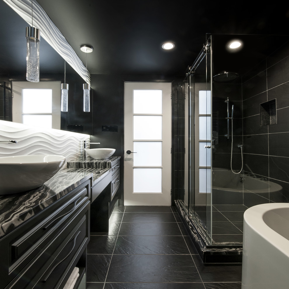 Contemporary Black Bathroom Contemporary Bathroom Montreal by Upstage Interior Design