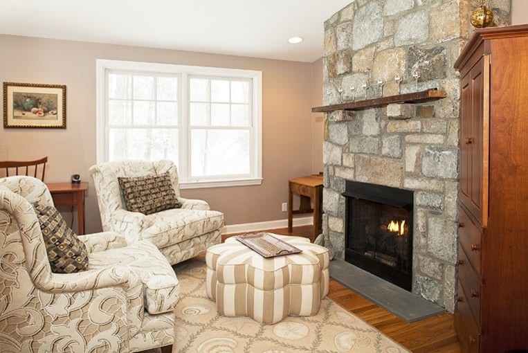Salem Natural Thin Stone Veneer Fireplace Shabby Chic Style Family Room Other By Quarry Mill