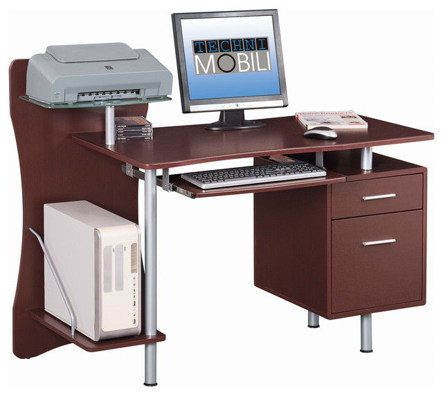 Techni Mobili Computer Desk Chocolate Transitional Desks And Techni Mobili Computer Desk Chocolate