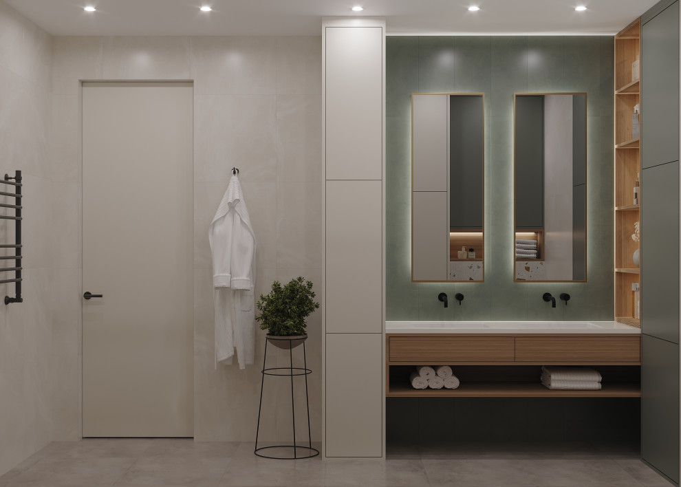 Ванная комната  с двойной раковиной