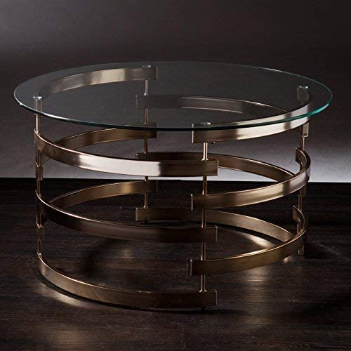 Contemporary Coffee Table, Cylindrical Interlocking Champagne Base and ...