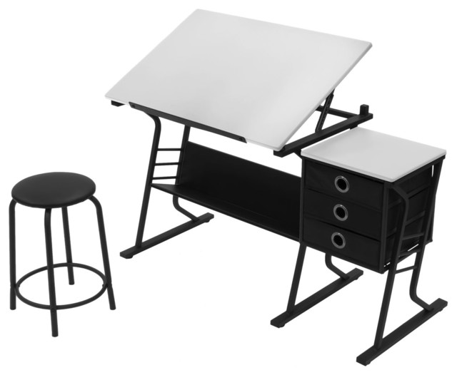 Studio Designs Home Office Eclipse Center Table With Stool, Black/Black ...