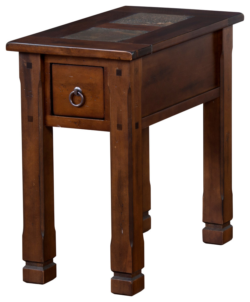 Santa Fe Slate Top 1Drawer Side Table Transitional Side Tables And