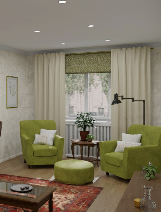 Оливковая кухня-гостиная