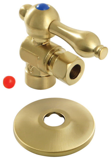 Kingston Brass CC43207K 1/2" Sweatx3/8" OD Comp Quarter-Turn Angle Stop ...