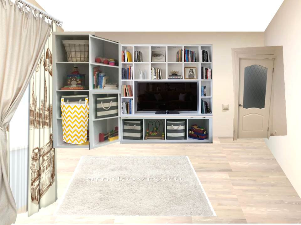 Зонирование комнаты на Детскую и Гостиную
