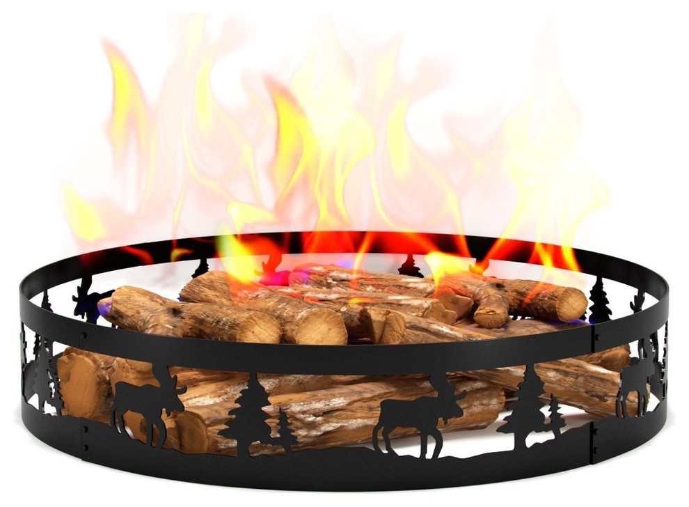 Wild Life Deer And Trees Campfire Fire Ring 36 Rustic Fire