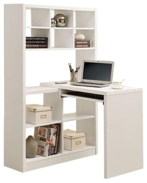 Bowery Hill Computer Desk With Bookcase In White