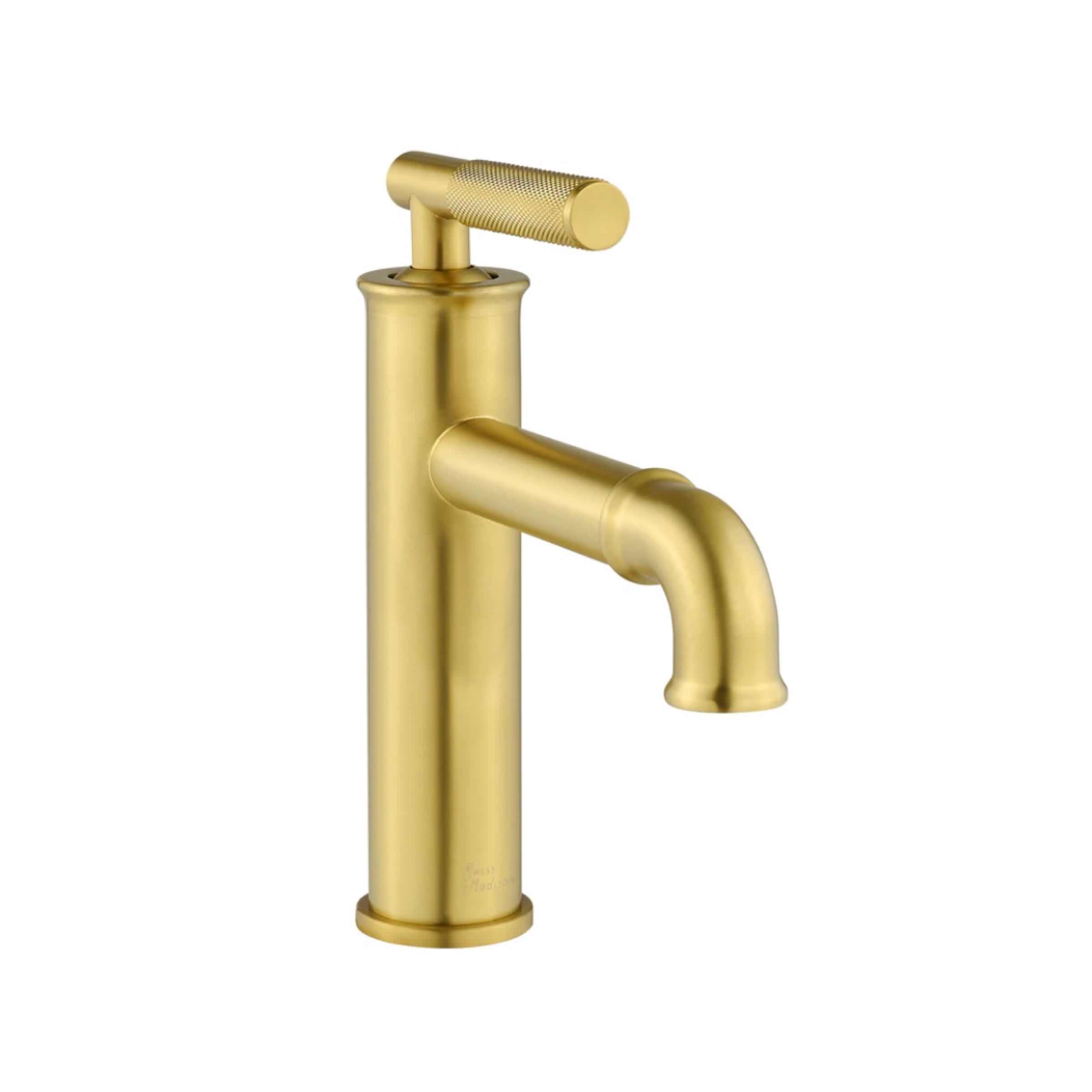 Avallon Single Hole, Single-Handle Sleek, Basin Faucet, In Brushed Gold.        Finishes: Matte White, Matte Black, Chrome, Brushed Nickel (SM-BF90MW)