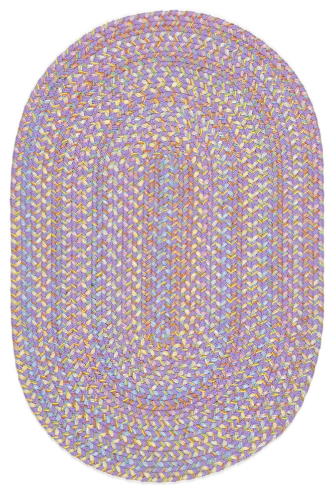 Hipster Kids and Playroom Braided Rug Violet Multi 5'x8' Oval