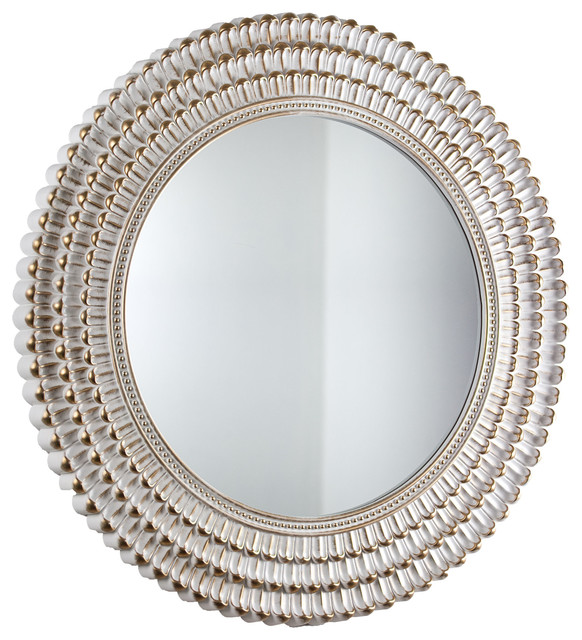 White And Gold Circular Wall Mirror