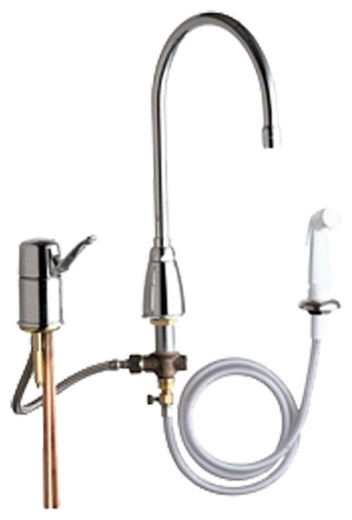 Chicago Faucets 2304E35ABCP Single Lever Hot and Cold Water Mixing Sink Faucet Transitional