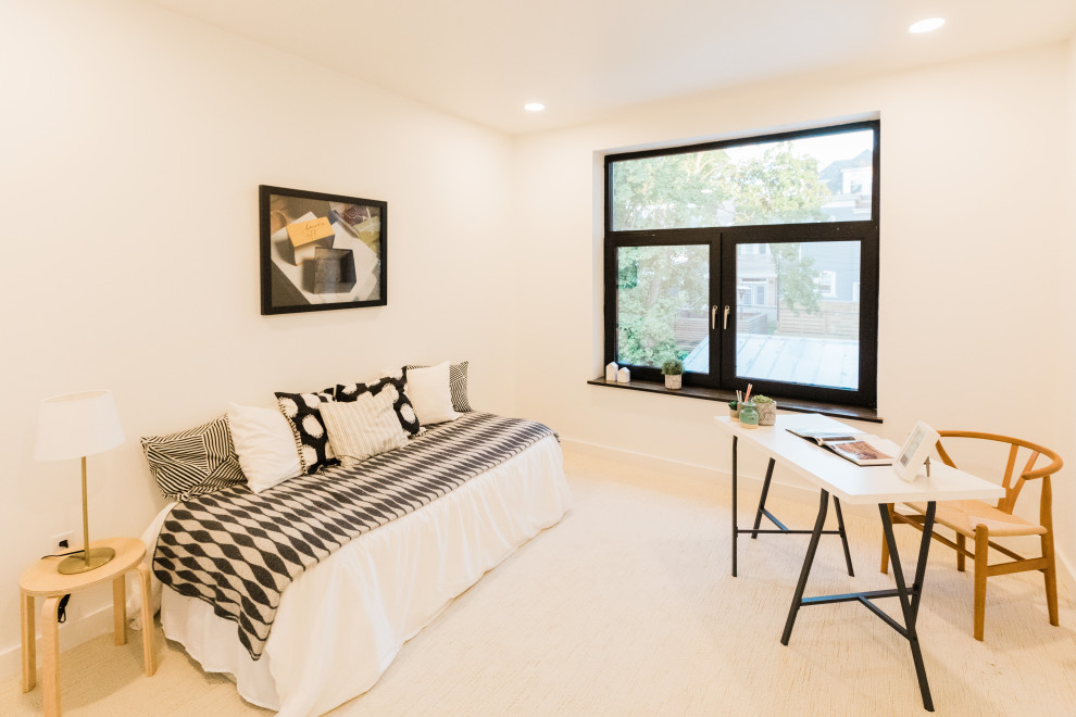 Example of a large transitional home design design