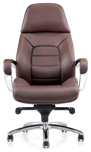 Gates Genuine Leather Aluminum Base Chair Contemporary Office Gates Genuine Leather Aluminum Base Chair Dark Brown