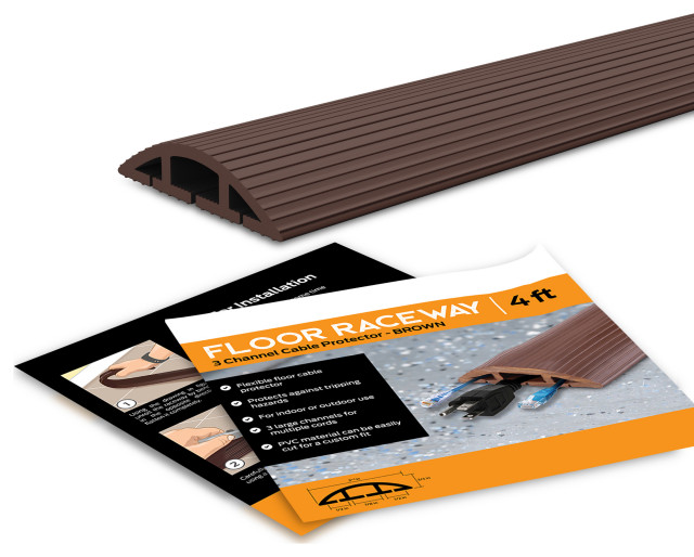 4Foot Cord Cover Floor Cable Management Kit for Indoor or Outdoor Use