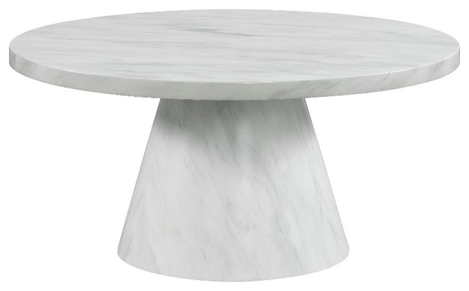 Picket House Furnishings Odette 36" Round Marble Coffee Table in White